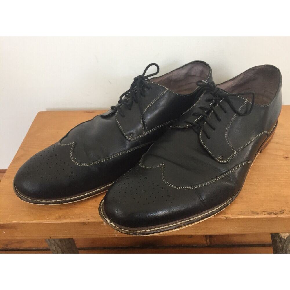 Banana Republic Black Leather Lace Up Oxford Wing Tip Dress Shoes Mens 11.5M 46